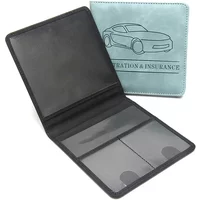 Car Registration Driver's Insurance and License Card Holder - Leather Vehicle Glove Box Automobile Documents Paperwork Organizer