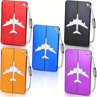 5PCS Aluminum Luggage Tags Set Fashion Anti-theft Steel Ring Design Durable Luggage Identification Tag for Aircraft Check-in