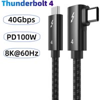 2M Thunderbolt 4 Elbow Cable HDMI-Compatible Video 8K60Hz USB C PD100W Fast Charge 40Gbps Data Transfer Nylon for iPhone MacBook