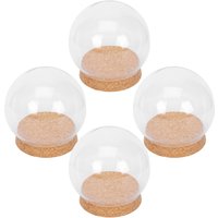 4Pcs Sturdy Transparent Glass Preserved Flower Cover with Thickened Base Smooth Polished Edge for Floral Display Decoration Gift