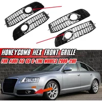 HONEYCOMB Car Front Bumper Fog Light Lamp Grille Grill Cover For Audi A6 C6 S-Line 2008-2011 4F0807681Q01C Fog Light Bezel Cover