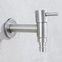Brushed Outdoor304 Stainless Steel Garden Faucet Wall Mounted Bibcock Garden Wash Basin Mop Lengthen Faucet Garden