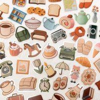 50pcs Cozy Little Things Transparent PET Stickers Decals For Phone Laptop Refrigerator Suitcase Guitar DIY Aesthetic Stickers