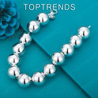 Beautiful 925 Sterling Silver 14mm Smooth Beads Bracelet Jewelry For Men Women Party Birthday Anniversary Girls Gift Accessories