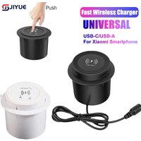 Universal Fast Wireless Charger Desktop Embedded Supports PD30W And USB Wired Charging 5V 3A Furniture Opening Desk Hole HUB