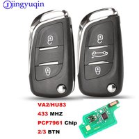 Jingyuqin CE0536 FRAGEN/FSK Geändert Flip Remote Auto Schlüssel Für Citroen PICASSO C2 C3 C4 C5 C6 C8 VA2/HU83 433MHz PCF7961 2/3 BTN
