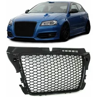 RS3 Style Front Sport Hex Mesh Honeycomb Hood Grill Gloss Black for Audi A3/S3 8P 2009 2010 2011 2012 2013 Front Center Grill