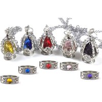 Anime Tomoe Mami Kaname Madoka Soul Gem Cosplay Costumes Necklace Pendant Ring Suit Unisex Necklaces Accessoies Props Jewelry
