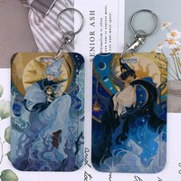 Cartoon Chibi Witch Hat Atelier Olruggio Qifrey Keychain Card Holder Keychains Holders Bank Bus ID Credit Cards Key Ring Chains