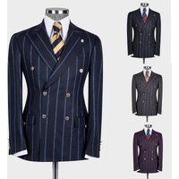 Fashion Wedding Men Suits Stripe Slim Fit Tailor-Made Groom New One-Pieces Coat Formal Occasions Party Singer Costume Made