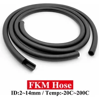 Black Fluororubber Tube 50cm-5M FKM Tube Vitons Rubber Hose ID 2-14mm High Temperature Corrosion Resistant Anti-Aging Fuel Pipe