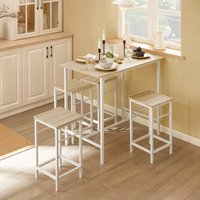 SoBuy OGT11-WN Breakfast Bar Table and Stools Set 5-Piece Kitchen Dining Set with High Table & 4 Stools Space Saving Compact Bar Furniture for Small Kitchens and Flats