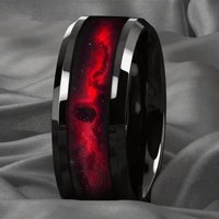 Fashion Galaxy Style Red Nebula Texture Ring Modern 8mm Black Men Stainless Steel Rings for Men Wedding Jewelry Drop Shipping
