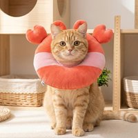 Soft Pet Cat Elizabethan Collar Dog Cat Wound Healing Anti-Bite Licking Neck Protection Collar Fun Crab Lion Soft Plush Collar