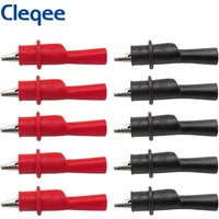 Cleqee 10PCS Insulation Alligator Clips with 2mm Socket Metal Crocodile Clamps Electronics Accessories For Multimeter 1000V/10A