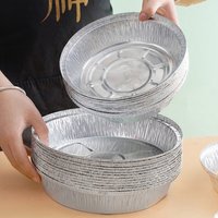 10Pcs Air Fryer Disposable Foil Pans Aluminum Baking Pans Foil BBQ Food Tray Container Non-stick Baking Tools 6/7/8/9 Inch
