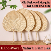 Andmade Natural Palm Leaf Fan Vintage Aesthetic Hand Woven Portable Fan For Daily Cooling Diy Woven Cooling Fan Home Arts Decor