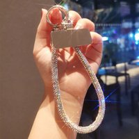 Luxury Short Phone Lanyard with Clip, Thick Rhinestone Bling Durable Wrist Strap Universal