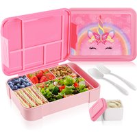 Unicorn Kids Lunch Box Student Microwave Safe Travel Bento Box With Tableware 5 Grid Portable Leak Proof Fruit Salad Bento Box