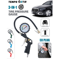 220PSI Multifunctional Tire Air Pressure Monitoring Gauge Tester Air Compressor Inflator Pump Tools Pressure Gauge EU Interface