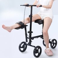 Adjustable Handle Seat Height Heavy Duty 150kg Load Carbon Steel Knee Scooter Hand Brake Ankle Fracture Recovery Mobility Aid