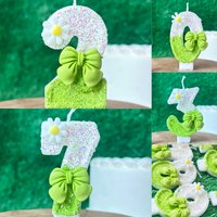 Green Butterfly Glitter 0-9Number Birthday Candles Cake Topper Wedding Digital Cake Dessert Decor Birthday Decoration