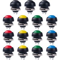 15PCS Waterproof Momentary Push Button Switch 12MM Normal Open(NO) Mini Micro Switch ON-Off 125V 3A Red Black 5 colors
