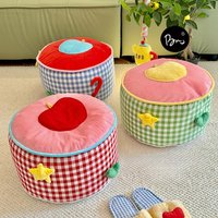 Cream Style Living Room Footstool Shoe Change Stool Tatami Futon Reative Fabric Furniture Pink Cake Soft Stool
