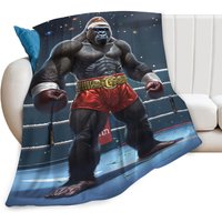 Gorilla Boxing Throw Blanket – Funny, Soft & Cozy Fleece Gift for Men, Women, Boys & Girls