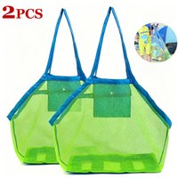 2PCS Protable Beach Mesh Bag Anti-sand Net for Kids Beach Toy Towel Storage Mesh Travel Large Capacity Toy Outdoor Storage Bags