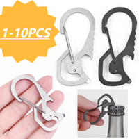 Keyring Bottle Opener Stainless Steel Pocket Keychain Carabiner Multifunctional Mountaineering Buckle Practical Hiking Equipment