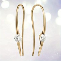 Exquisite Gold Color White CZ Dangle Earrings Woman Geometry Fashion Party Daily Wear