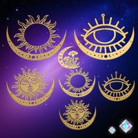 Copper Evil Eye Crystal Suncatcher Sun Moon Wind Chimes Hanging Pendant Boho Garden Decor Prism Window Sunlight Catcher DIY