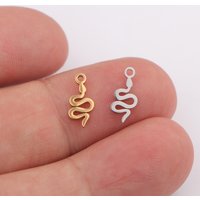 10pcs/lot 5x11mm Mirror Polished Stainless Steel Snake Charms Mini Animale Pendant Jewelry Accessories For DIY Jewelry Making