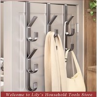 Door Hook Rust-proof Carbon Steel Coat Rack Space Saving No Drill Required Hats Bags Organization Bathroom Towels Storage Hooks