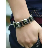 90s Fashion Bangles Skull Chain Leather Men's Women Bracelets Bangle European style Link Charm Bracelets Jewelry