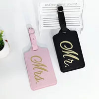 2PCS/Set Mr Mrs Couples Luggage Hanging Tag With Name ID Cards Anti-lost PU Leather Travel Accessories For Lovers