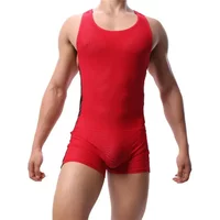 Sleeveless Men's Bodysuit Athletic Fitness Wrestling Singlet Mesh Breathable Leotard Sport Jumpsuit One-piece Mens Undershirts
