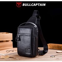 BULLCAPTAIN Genuine Leather Men's Chest Bag Multi Function Bag Can Accommodate 7.9 Inch IPai Pocket Fashion Men's Crossbody Bag