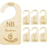 7pcs Wood Baby Closet Dividers, Clothing Organizer for Newborn to 24 Months Size Clothes, Adorable Nursery Decor Hanger