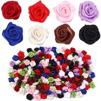 20pcs 1.5cm Polyester Rose Flowers Color Mini Artificial Flower for Sewing Supplies DIY Crafts Wreath Wedding Hairpins Ornament