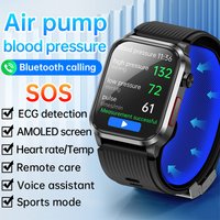 P300pro BT Call Air Pump Airbag True Blood Pressure ECG PPG Health Measure Smart Watch Men Body Temperature Sport SOS Smartwatch