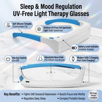 SAD Light Therapy Glasses Wearable Lamp Depression Mood Aid Relief Phototherapy Blue White LED Anti Insomnia Rechargeable Type C