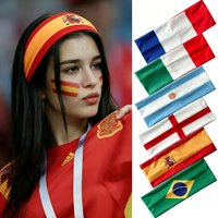 France Italy Argentina England Spain Brazil Printed National Flag Headband Elastic Sports Fan Fitness Outdoor Running Sweat Wrap