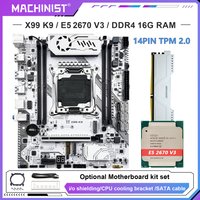 MACHINIST X99 K9 Motherboard Optional LGA 2011-3 Xeon E5 2670 V3 Processor CPU And 16GB DDR4 ECC RAM kit with TPM2.0 interface