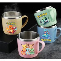 Water Bottle for Men Women Pokemoned Stainless Steel Toothbrush Cups Cartoon Letter Home Coffee Milk Water Cup Birthday Gift
