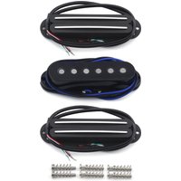 FLEOR 3PCS Guitar Pickup Alnico 5 Dual Rails -Single Coil- Dual Rails Pickups Black for ST SSS Electric Guitar