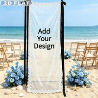 Custom Lace Wedding Welcome Sign, Lace Fabric Wedding Banner with Free Black Ribbons, Semi-Sheer Tulle Outdoor Party Decor