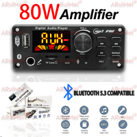 80W Bluetooth MP3 Decoder Board 2*40W 80W Amplifier Audio Player 12V DIY MP3 Player Car FM Radio Module TF USB Mic Record Call