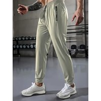 Summer Clothes Football Men's Ice Silk High Elastic Breathable Trousers With Drawstring Zipper Pockets Casual Sports Trousers